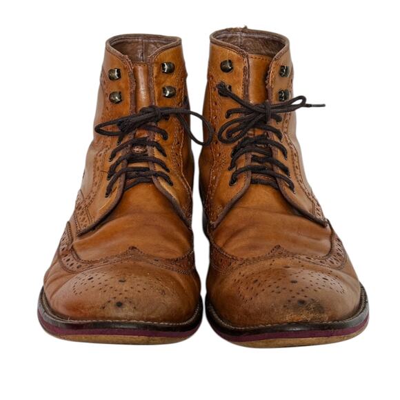 Vintage Johnston & Murphy Wingtip Boots Brown Leather Brogue Size 8 main image 12